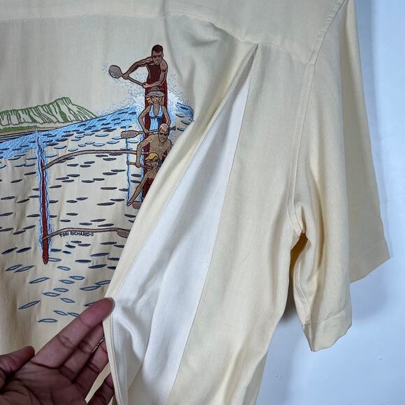 Tori Richard Classic Embroidered Oahu Outrigger Shirt S Silk Blend Button Down - Picture 5 of 7